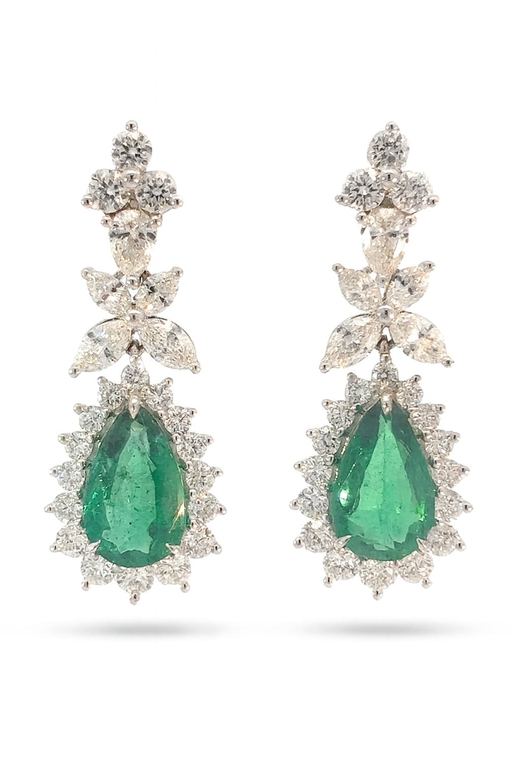 3.97 ct Emerald and Diamond Drop Earrings