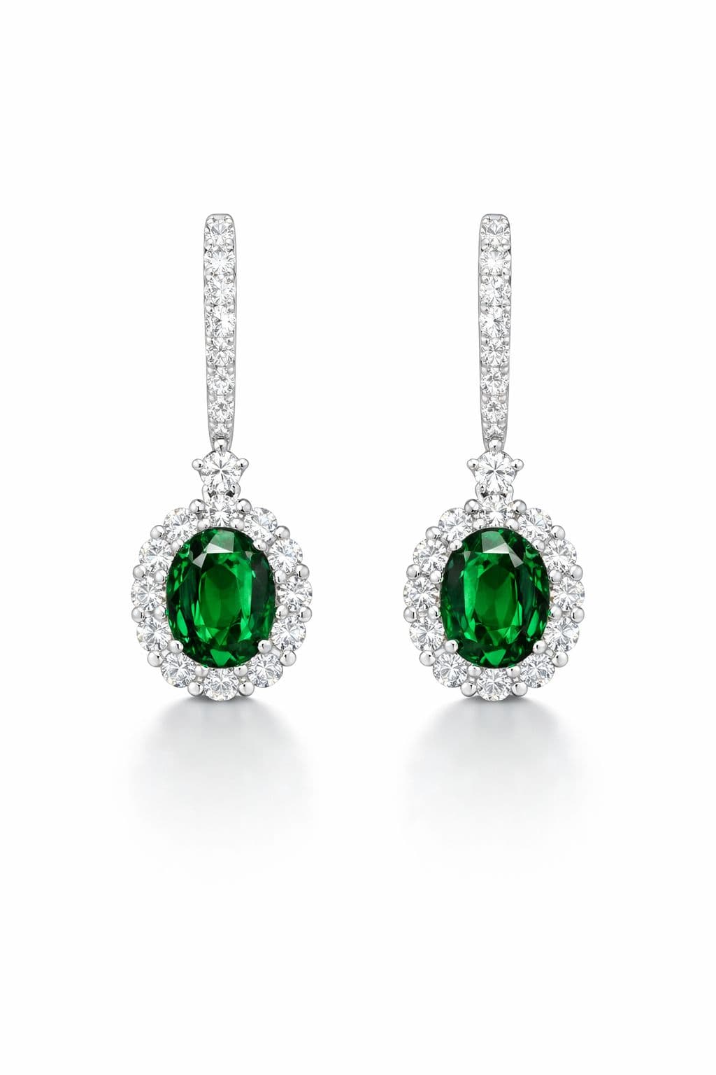 3.18 ct Tsavorite and Diamond Drop Earrings
