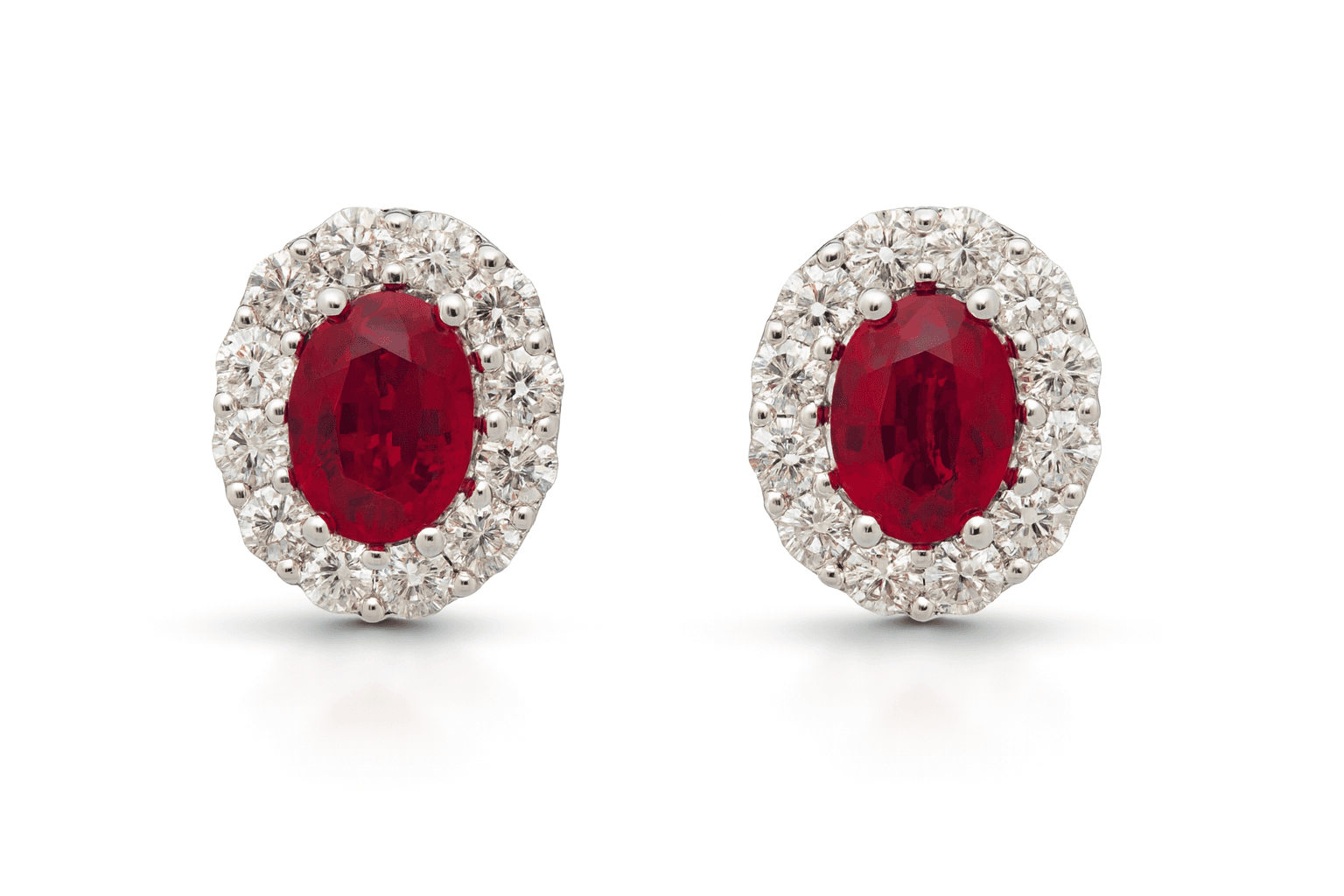 4.52 ct Ruby and Diamond Halo Earrings
