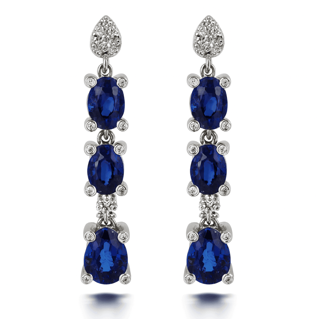 5.22 ct Sapphire and Diamond Drop Earrings