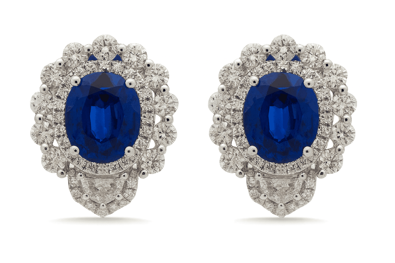 5.25 ct Sapphire and Diamond Halo Earrings