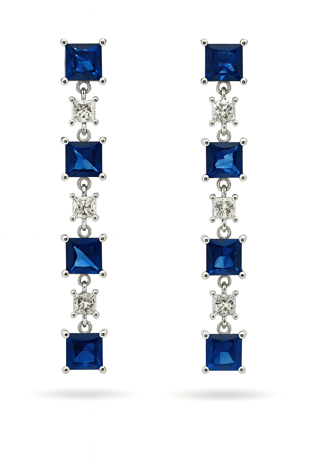 6.68 ct Sapphire and Diamond Drop Earrings