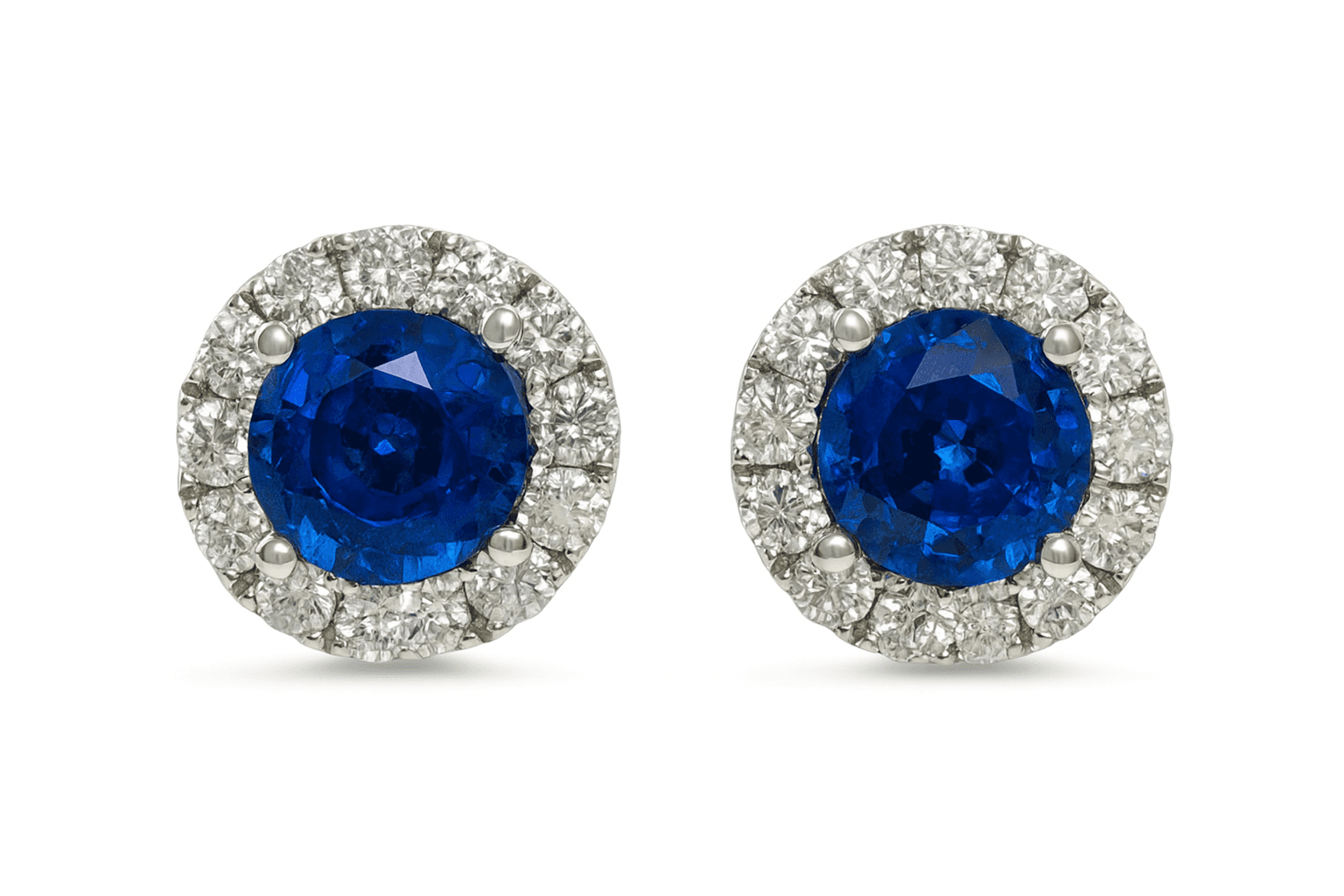 2.93 ct Sapphire and Diamond Halo Earrings