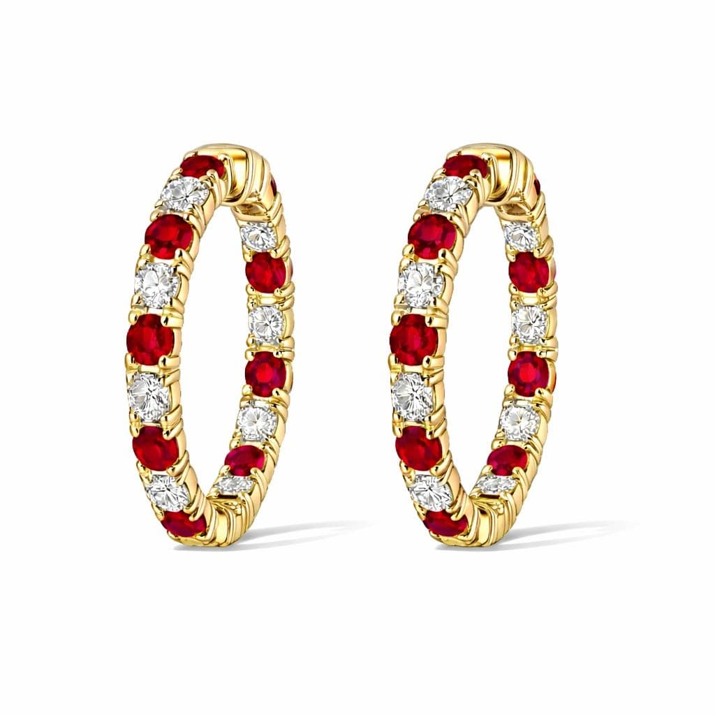 2.47 ct Ruby and Diamond Hoop Earrings