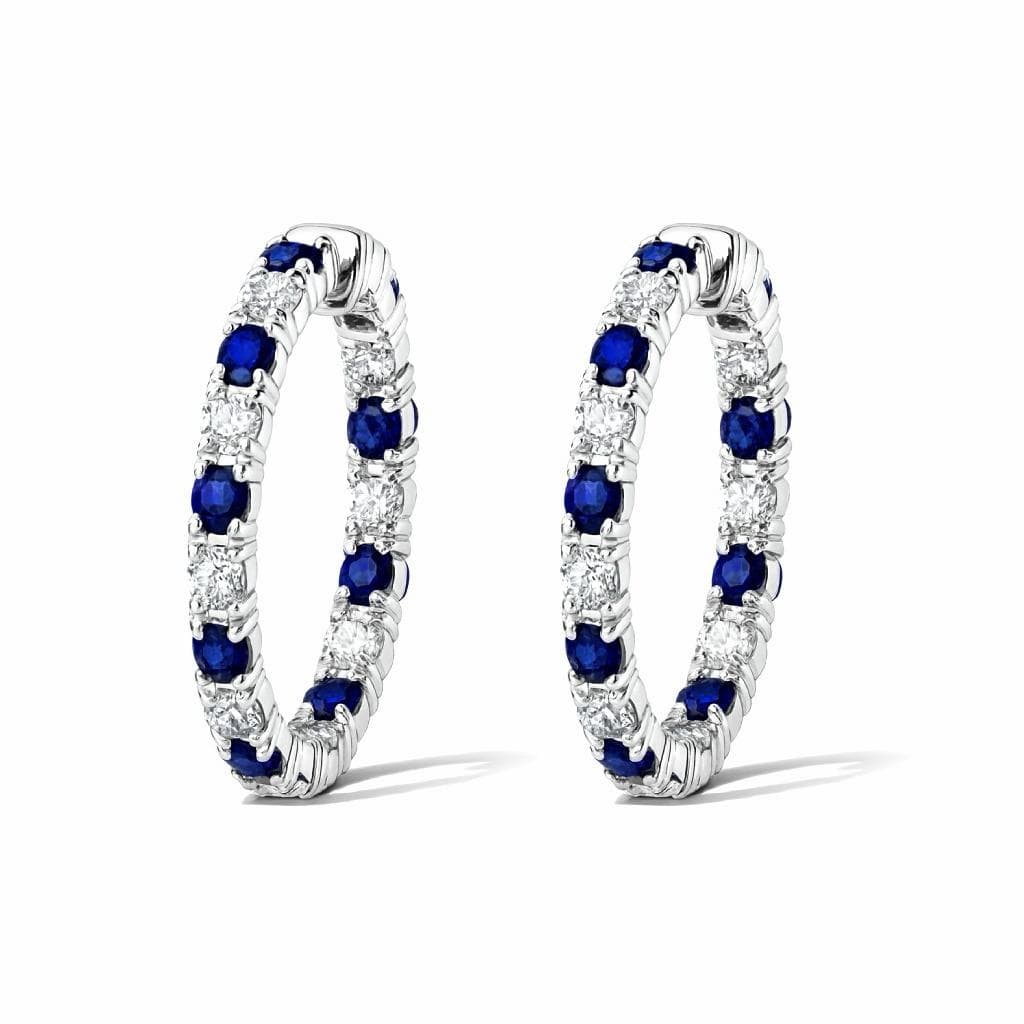 2.31 ct Sapphire and Diamond Hoop Earrings