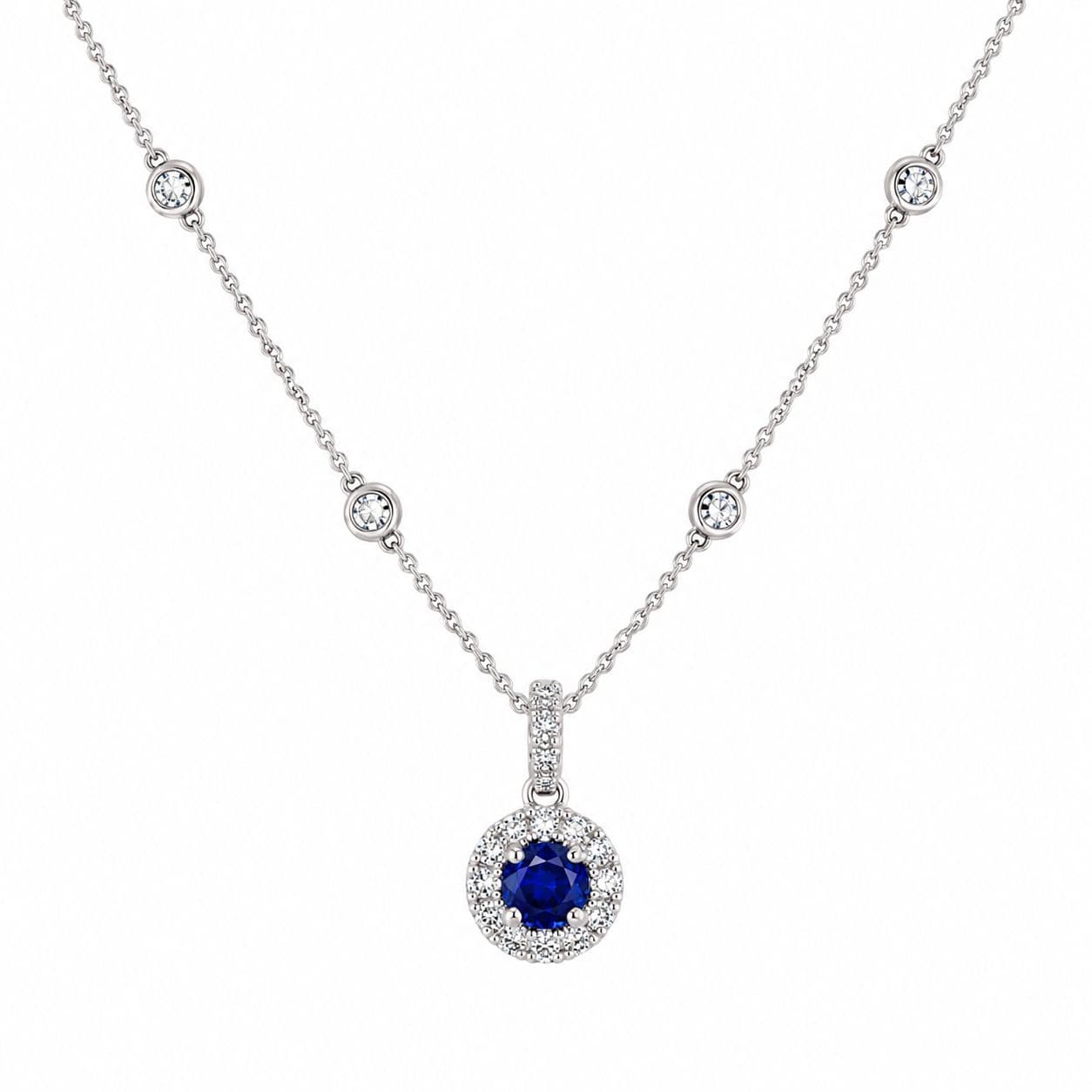 0.33 ct Round Sapphire and Diamond Pendant Necklace