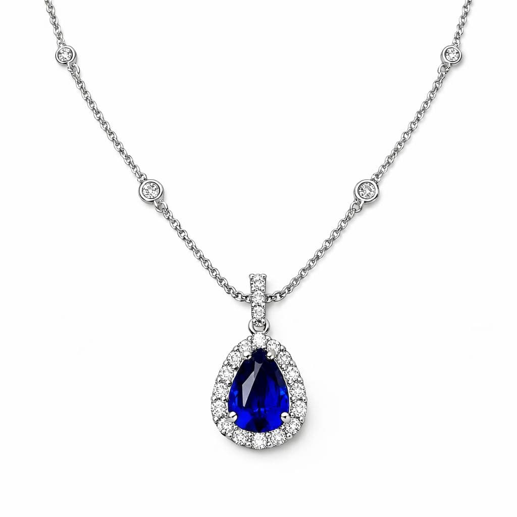 2.33 ct Sapphire and Diamond Pendant Necklace