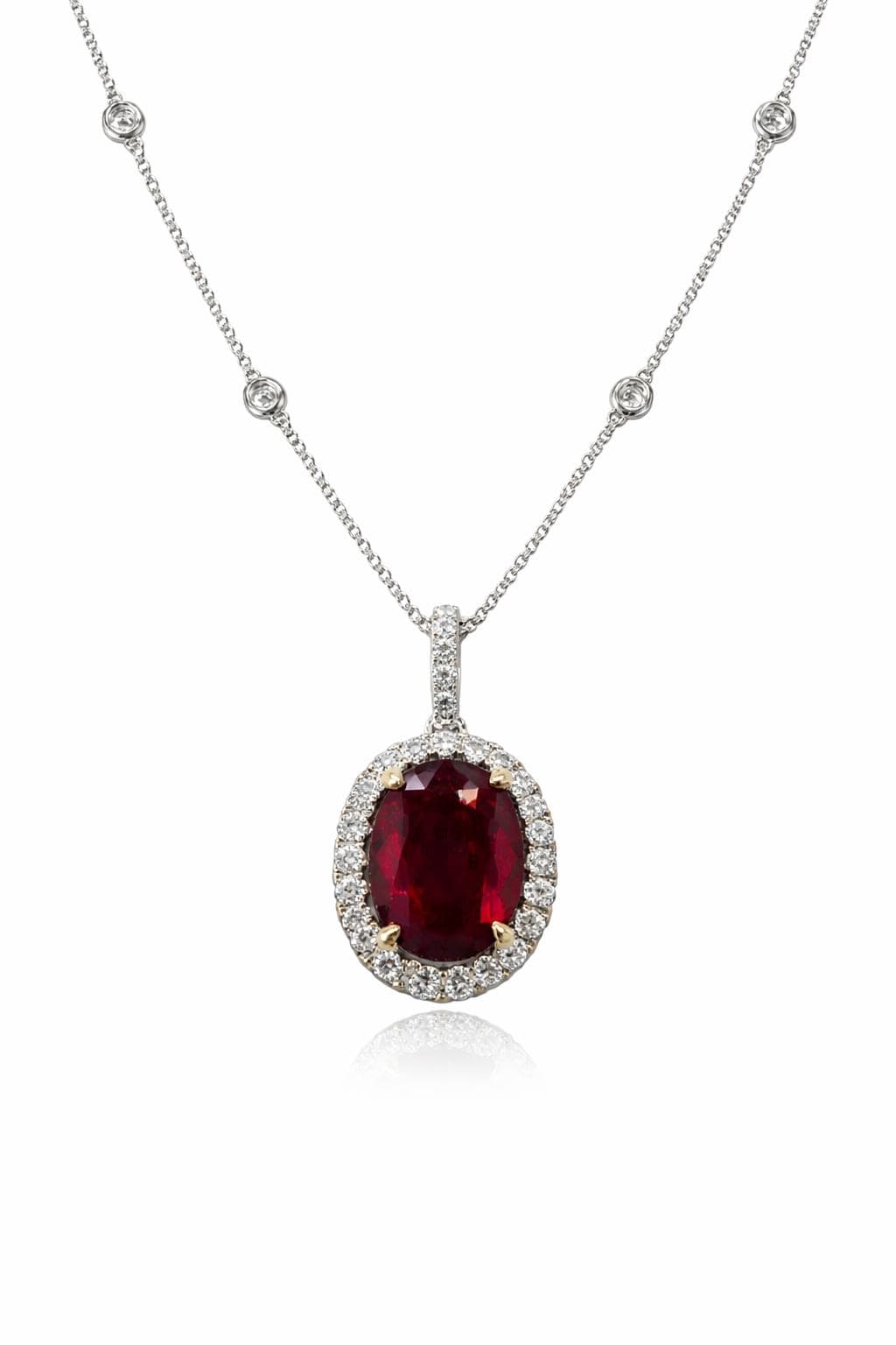 1.35 ct Ruby and Diamond Pendant Necklace