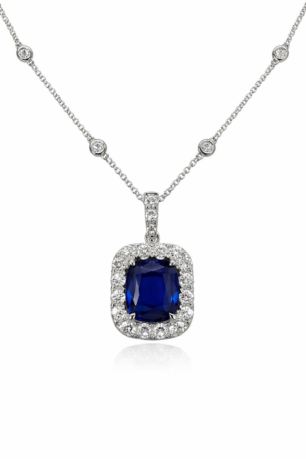 1.88 ct Cushion Sapphire and Diamond Pendant Necklaces