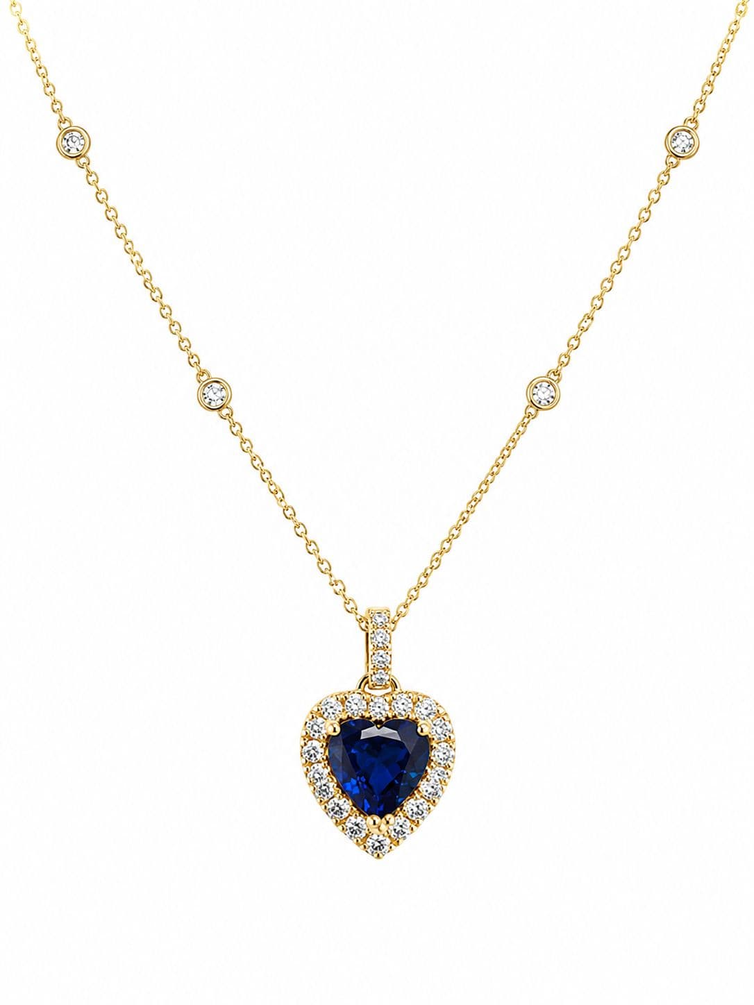 1.78 CT Heart Shape Sapphire Pendant Necklace