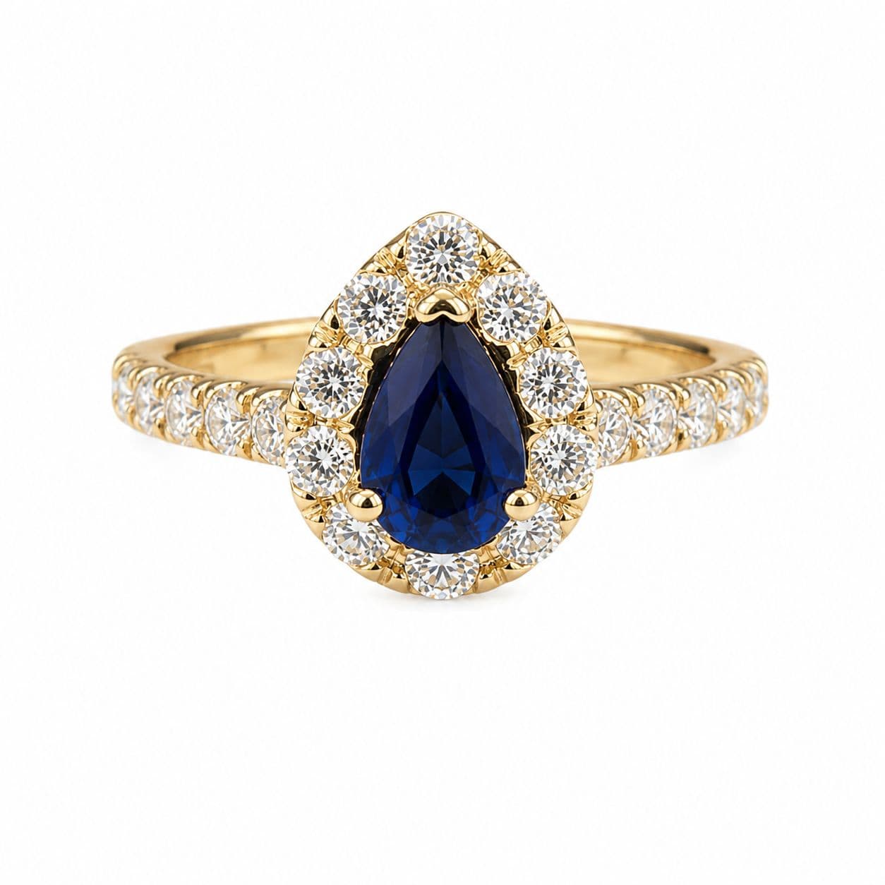 Pear Shape Sapphire and Diamond Promise Ring