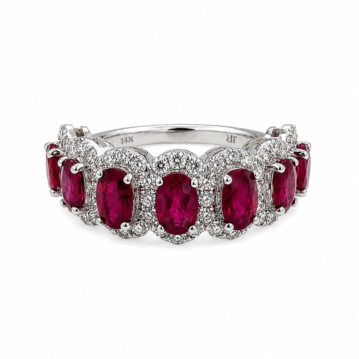 Shown in 14K White Gold with Ruby