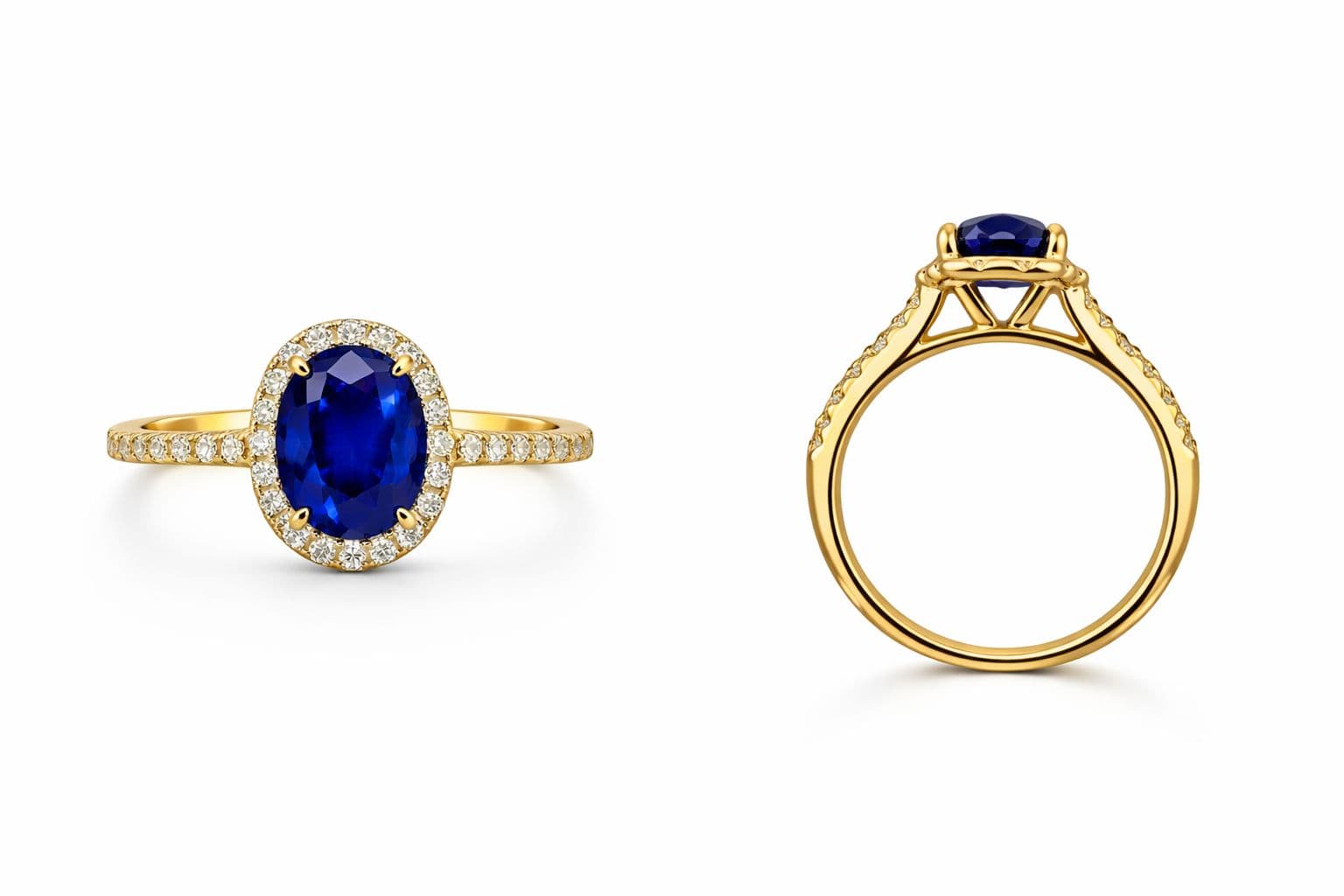 1.51 ct Sapphire and Diamond Halo Ring