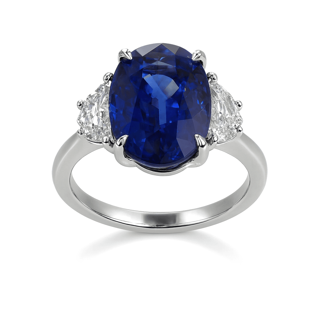 4.09 ct Sapphire and Diamond 3 Stone Ring