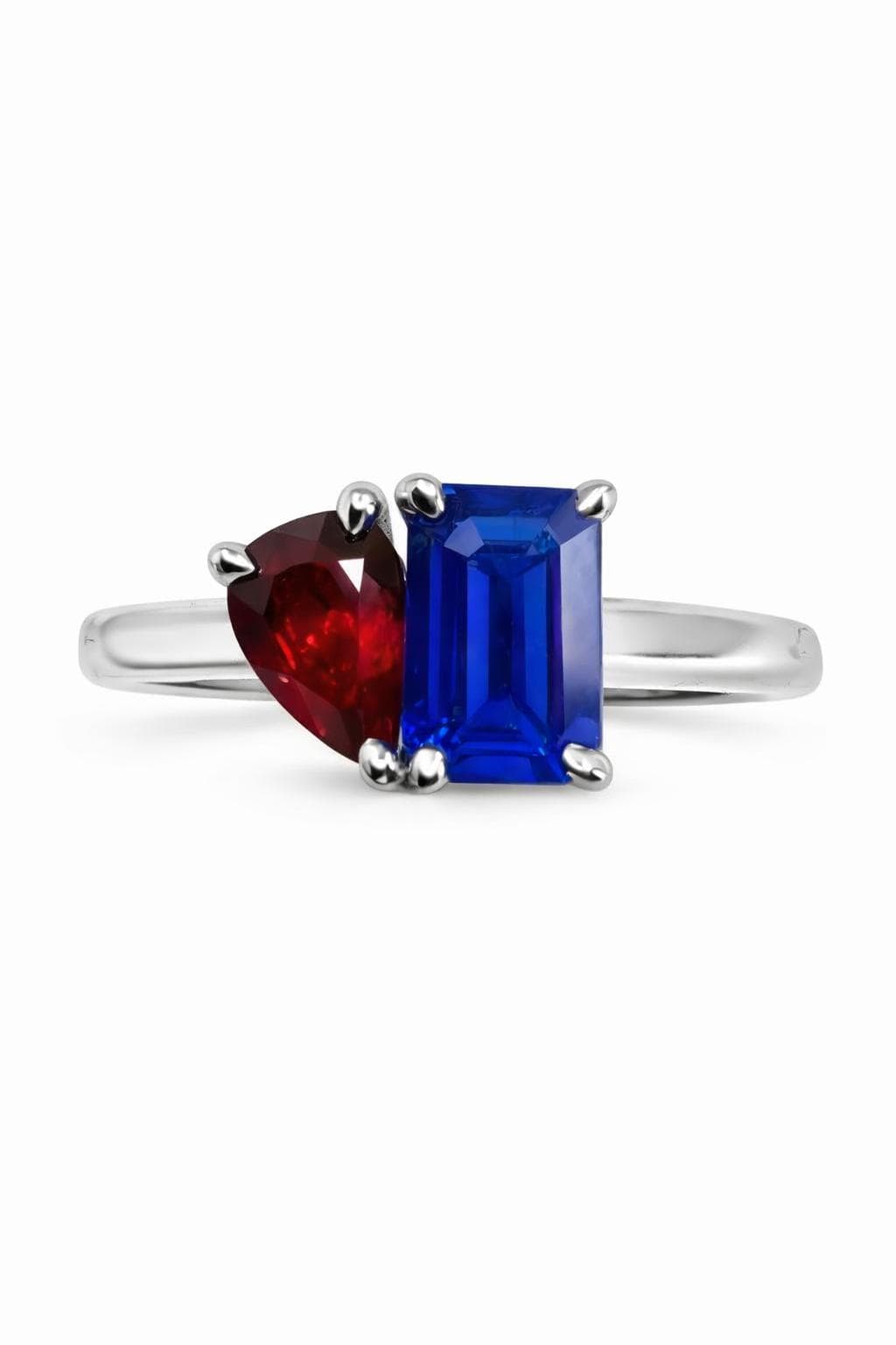 0.73 ct Sapphire and Ruby and Diamond Stackable Ring