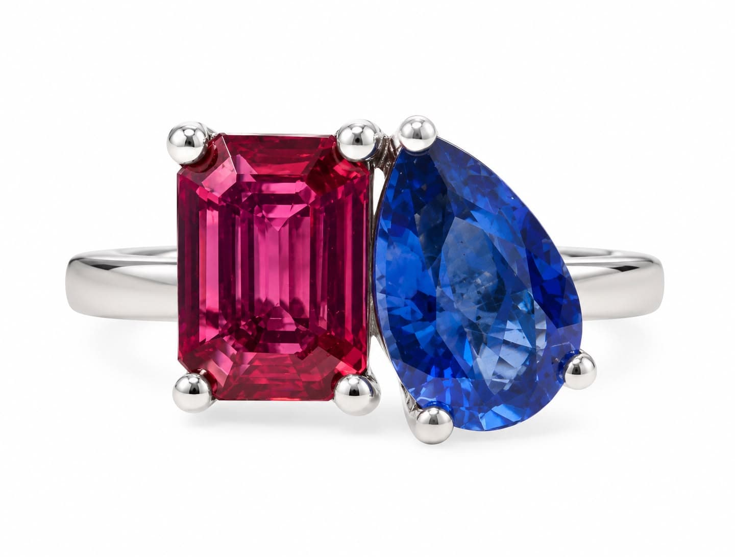 1.01 CT Ruby Sapphire and Diamond Stackable Ring