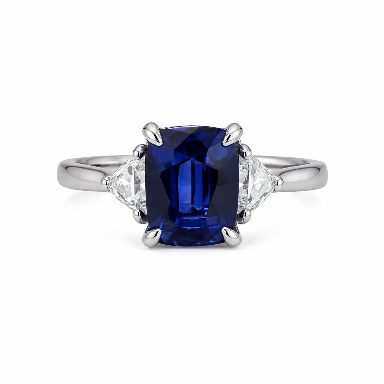 2.42 CT Sapphire and Diamond 3 Stone Ring