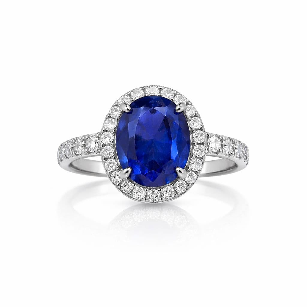3.59 ct Sapphire and Diamond Halo Ring