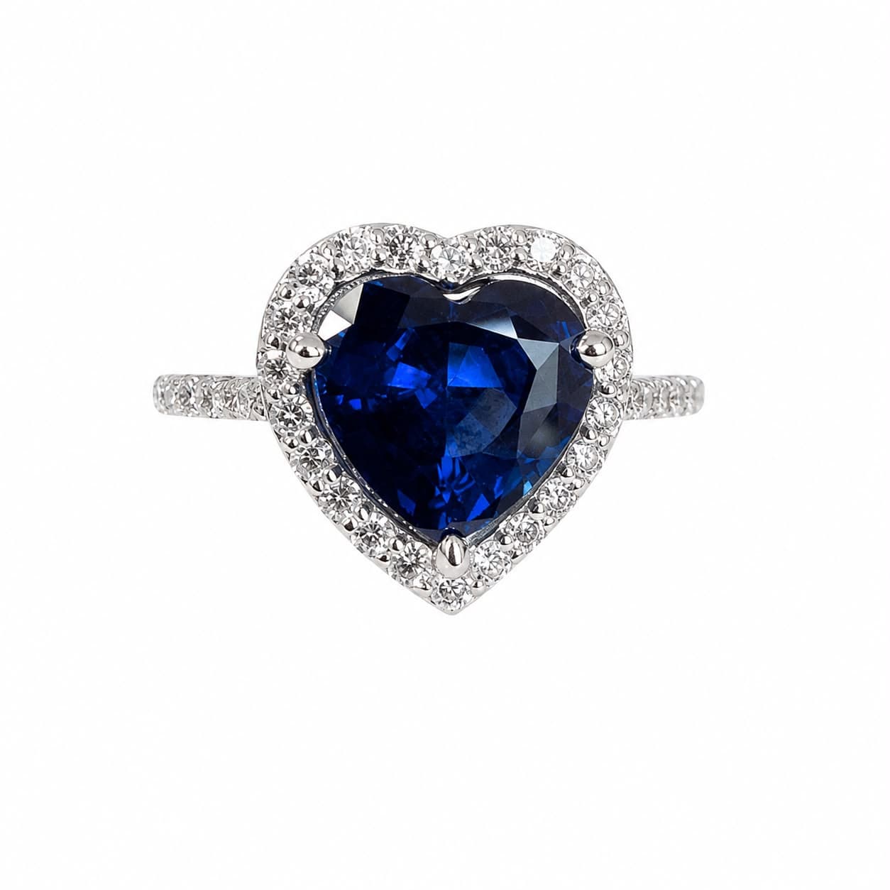 3.15 ct Heart Shape Sapphire Halo Ring