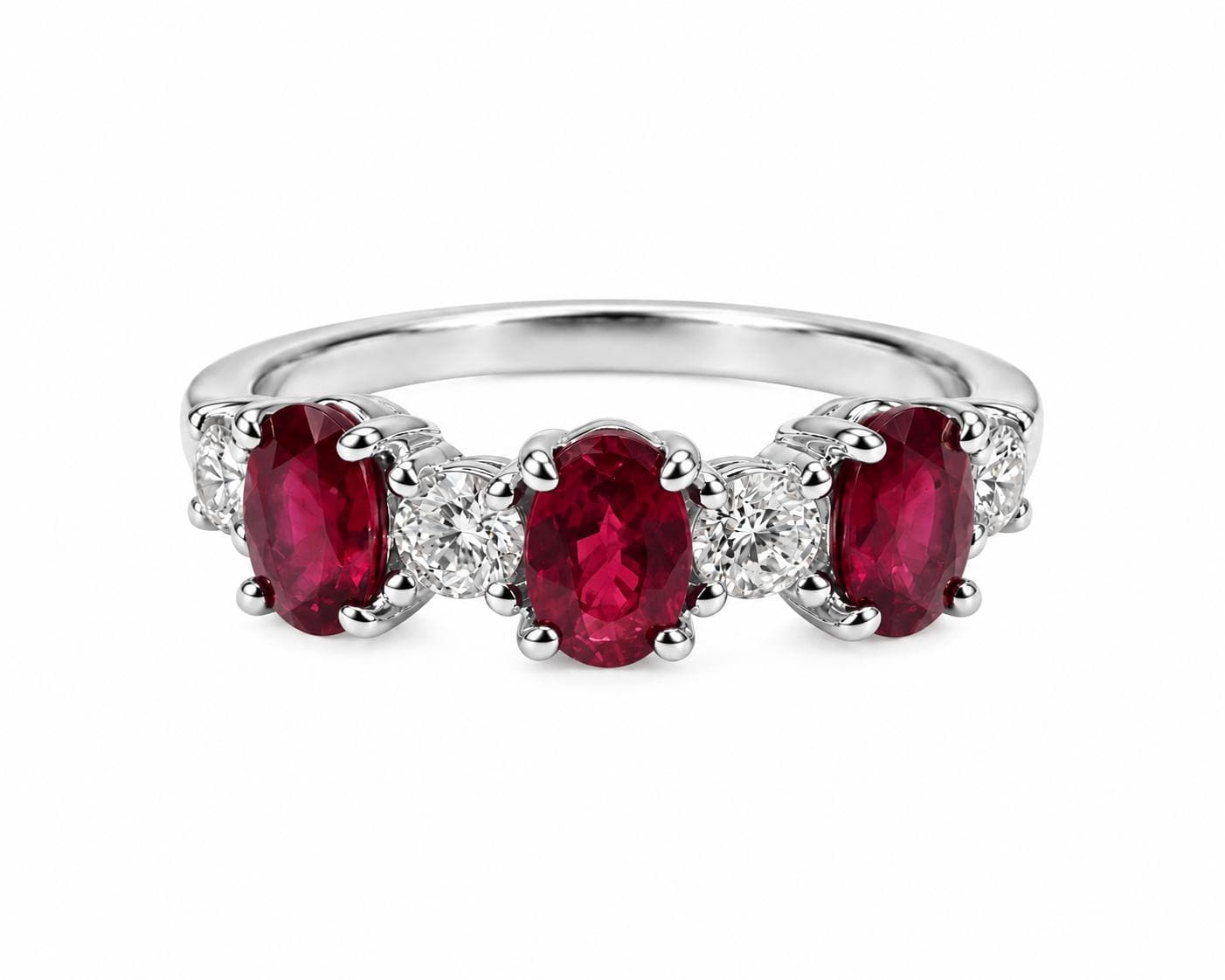 0.91 CT Oval Ruby and Diamond Stackable Ring