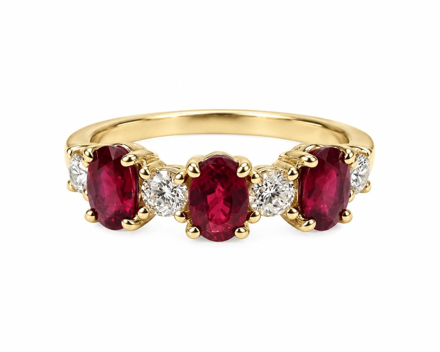 0.90 CT Oval Ruby and Diamond Stackable Ring
