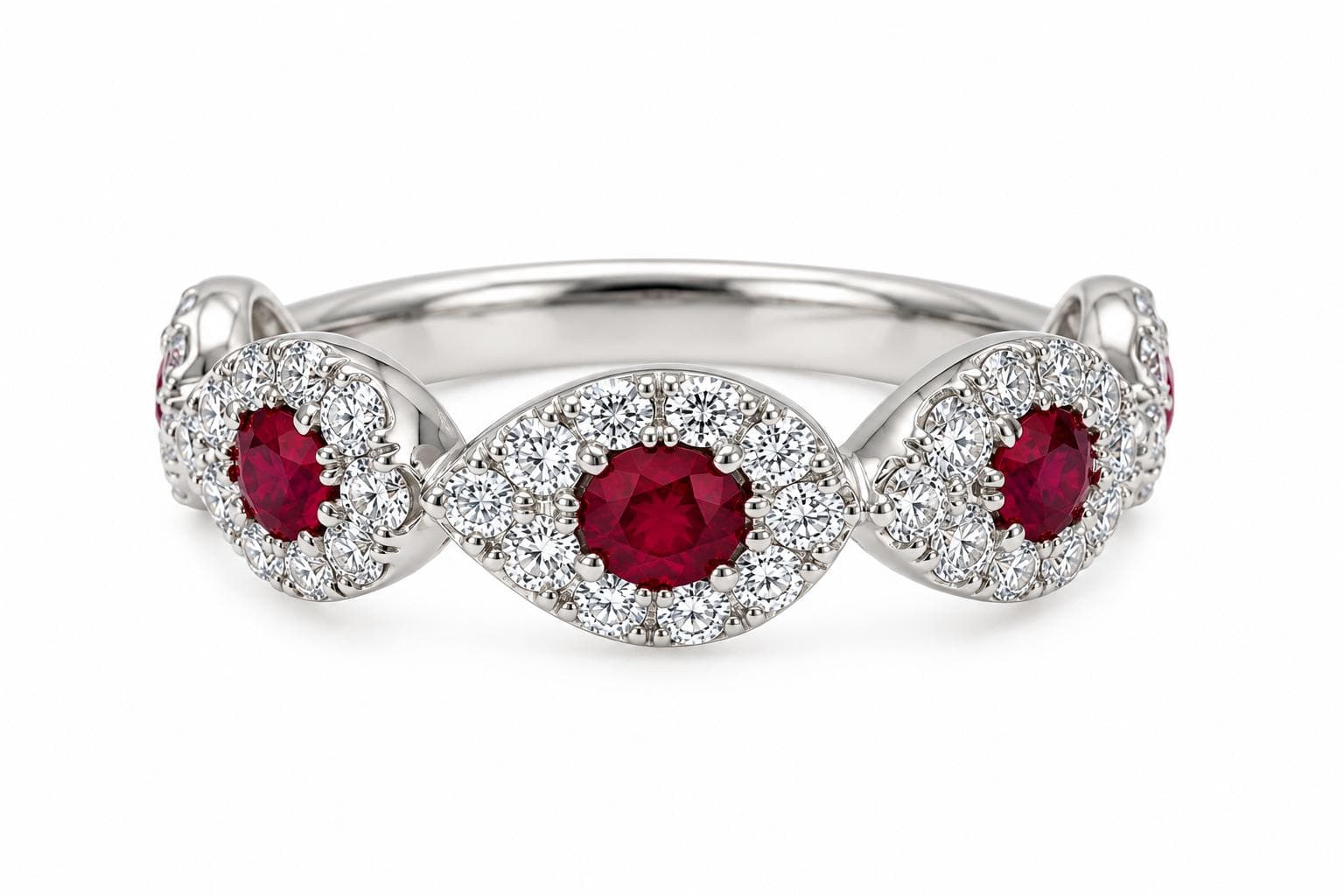 14KW 2.50 CT Round Ruby and Diamond Stackable Ring