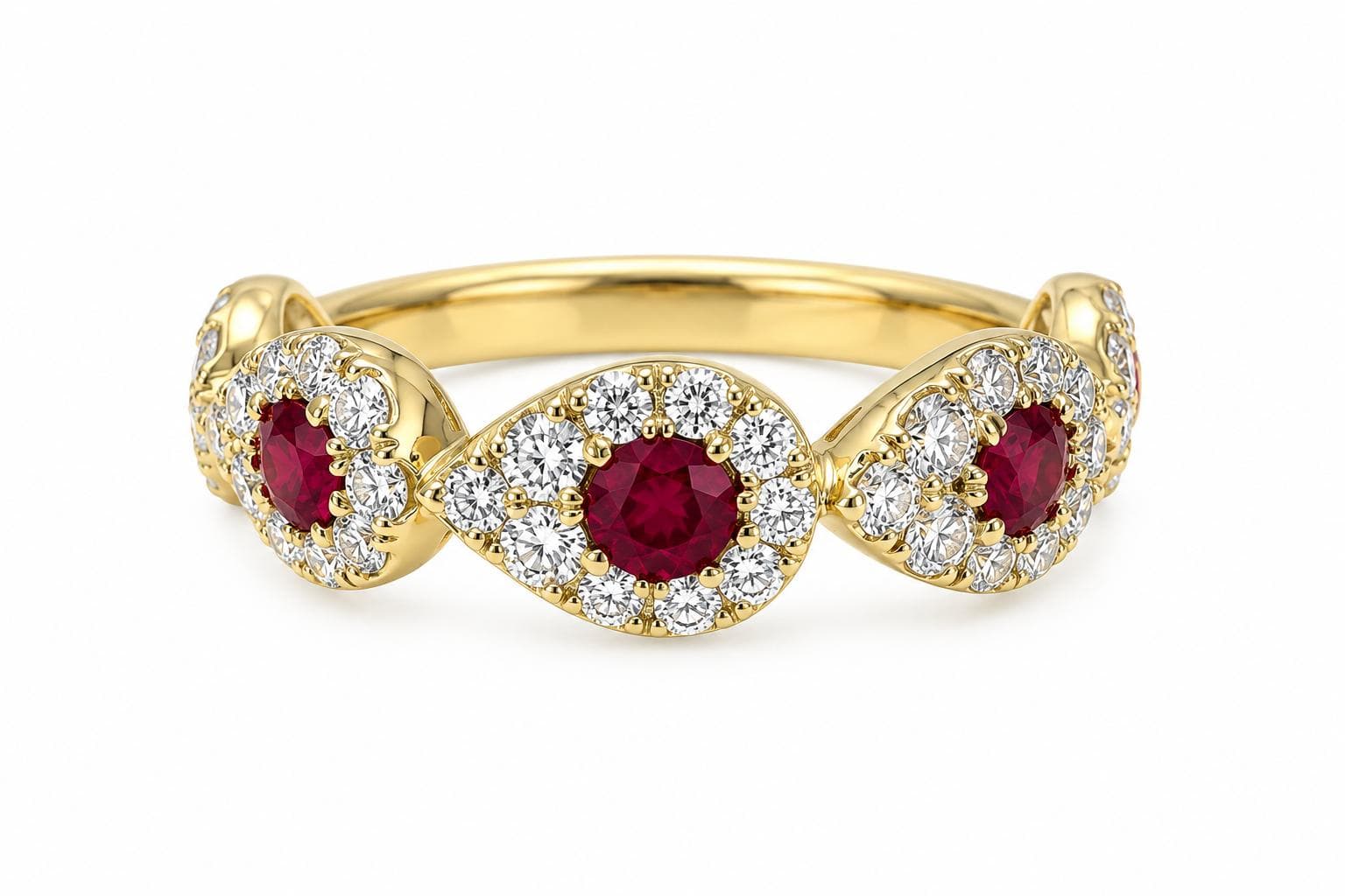 14KY 2.49 CT Round Ruby and Diamond Stackable Ring