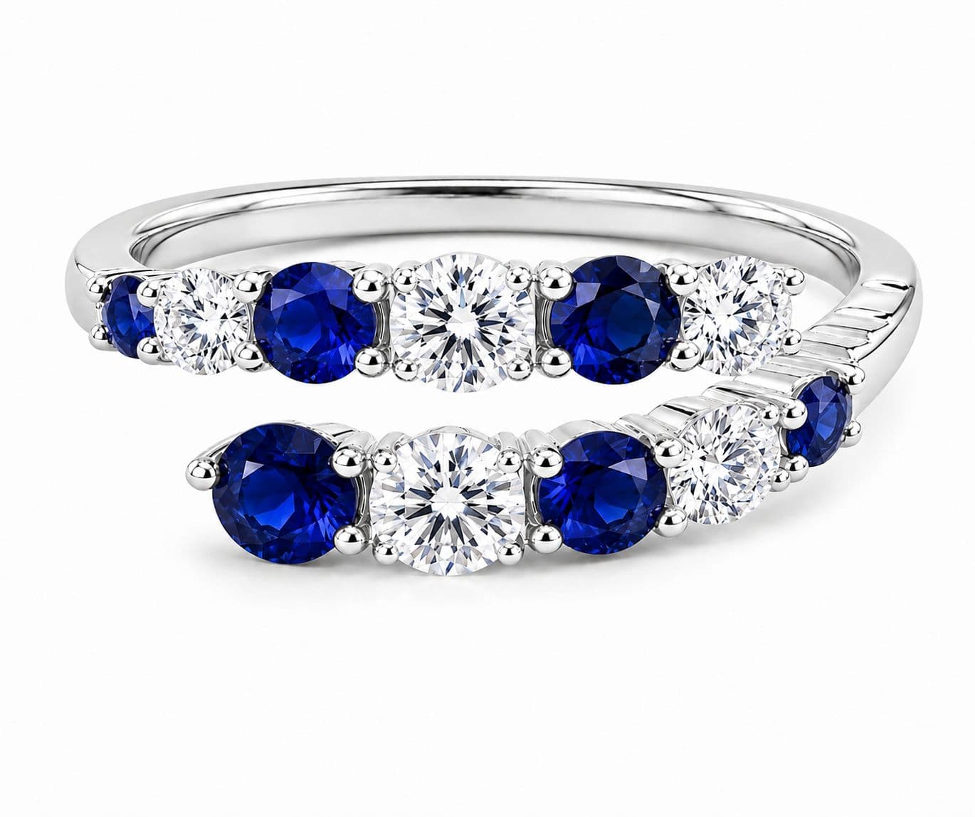 Sapphire and Diamond Bypass Ring